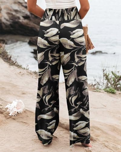 High Waisted Floral Print Palazzo Pants with Pockets
