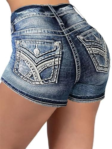 Flamingals Women's Mid-Rise Ripped Skinny Denim Shorts