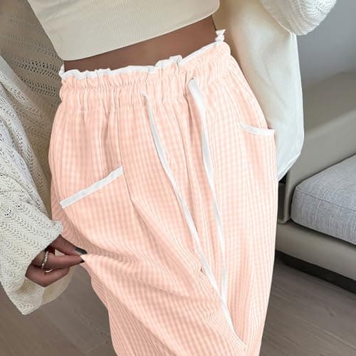 Yxzogd Women's Classic Gingham Drawstring Sweatpants with Pockets