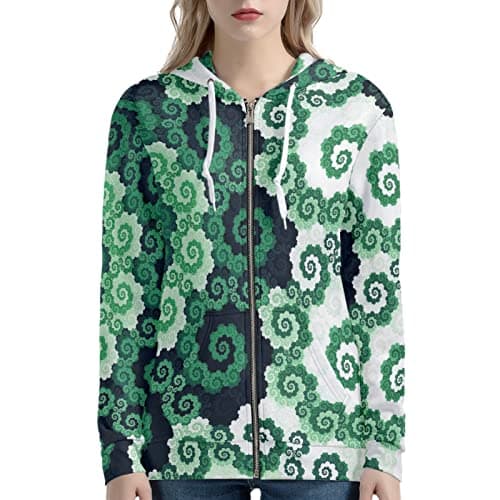 Irisjudy Monet Art Color Stripe Zip Hoodie for Women