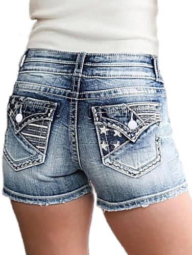 Flamingals Women's Denim Mid Waist Skinny Stretch Shorts