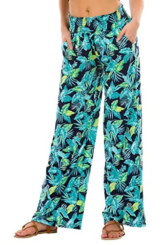 Urban CoCo Women's Boho Wide Leg Pants with Pockets
