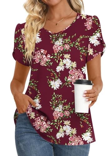 Womens Summer V Neck Chiffon Tunic Tops M-3XL