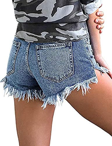 Necooer Women's Casual Mid-Waist Stretch Denim Shorts