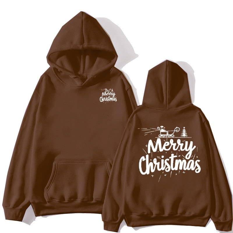 Trendy Oversized Sherpa Fleece Women's Christmas Print Hoodie Patry