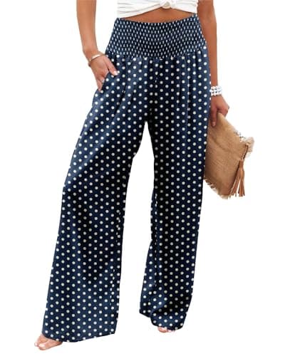 Elastic High Waisted Palazzo Pants with Pocket for Women