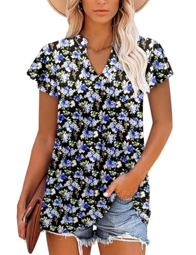 Angerella Women's Summer Dressy Casual Short Sleeve V-Neck Tops for Leggings