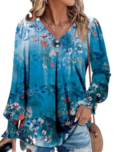 Angerella Comfortable V-Neck Long Sleeve Shirts for Women