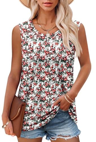 Angerella Women's Sleeveless Pleated Tank Tops for Summer