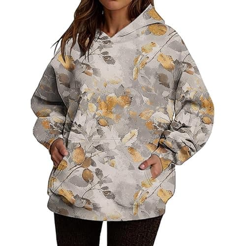 Weinexra Women's Oversized Camo Maple Leaf Hoodie