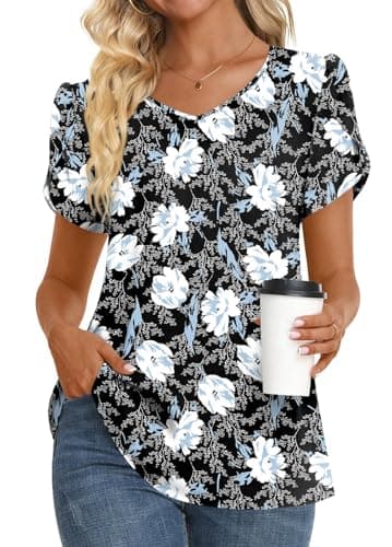 Womens Summer V Neck Chiffon Tunic Tops M-3XL