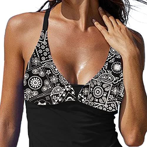 LCMW Women's Flowy Control Top Bikini with Boyshorts