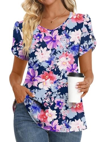 Womens Summer V Neck Chiffon Tunic Tops M-3XL