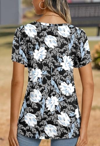 CATHY 2025 Women's Short Sleeve V-Neck Tunic Tops S-4XL