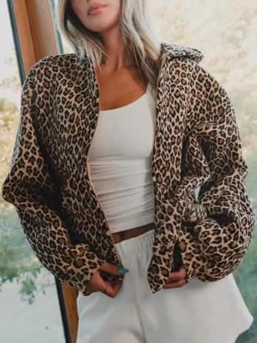 Pooyikoi Leopard Print Oversized Camo Hoodie for Women - Y2K Graphic Hoodie with Pocket