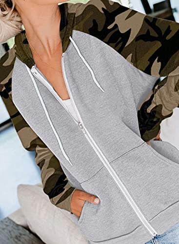 Ezbelle Women's Color Block Zip-Up Hoodie Sweatshirt with Pockets