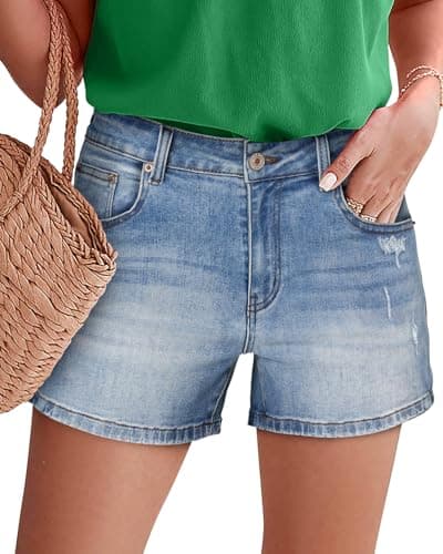 KISSMODA High-Waisted Ripped Denim Shorts for Women