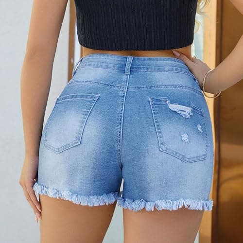 Trendy Ripped Denim Shorts for Women Summer Beach Fashion