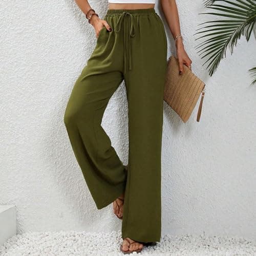 Yxzogd High-Waisted Loose Flowy Palazzo Pants for Women Summer Business Casual