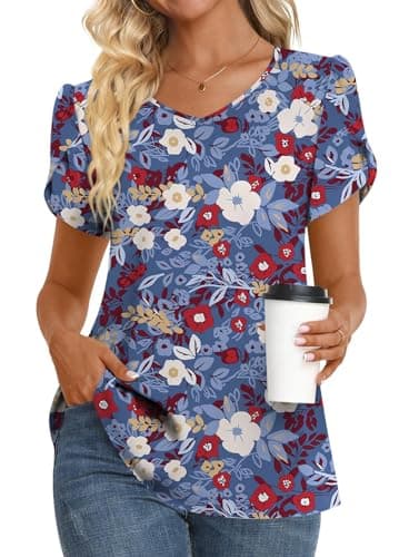 Womens Summer V Neck Chiffon Tunic Tops M-3XL
