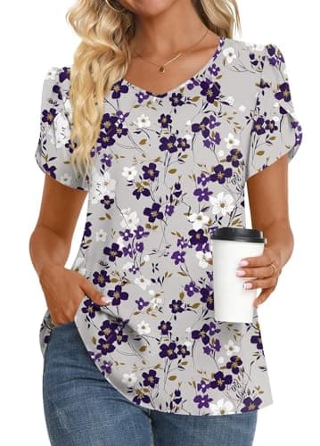 Womens Summer V Neck Chiffon Tunic Tops M-3XL