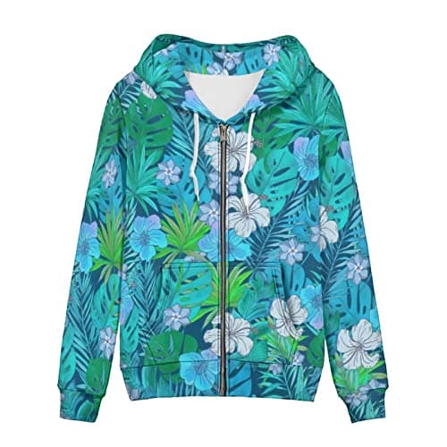 Irisjudy Monet Art Color Stripe Zip Hoodie for Women