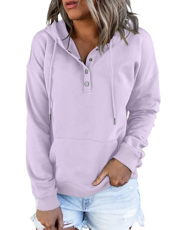 2024 Women's Casual Button Collar Hoodie Sweatshirt