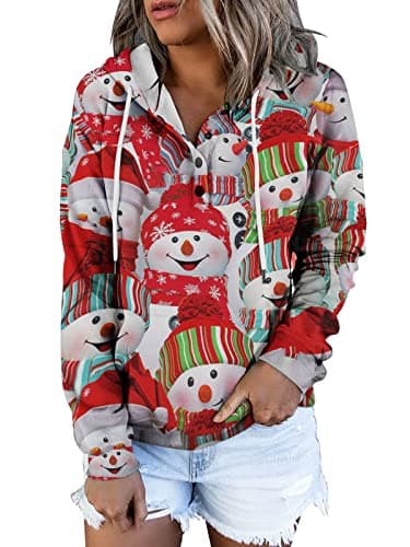 Women's Button Down Hooded Sweatshirts with Pockets