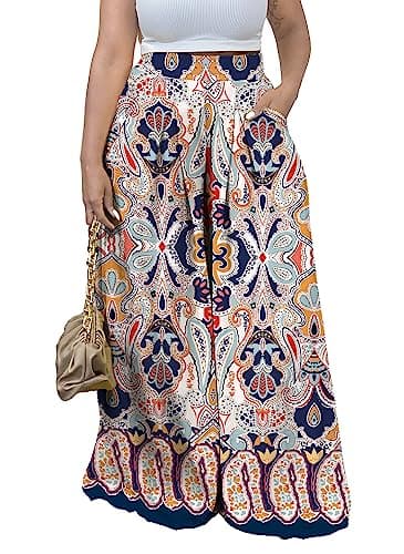 Miiyana Plus Size High Waisted Wide Leg Palazzo Trousers