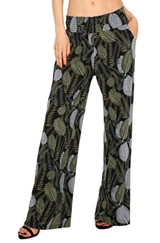 Urban CoCo Women's Boho Wide Leg Pants with Pockets