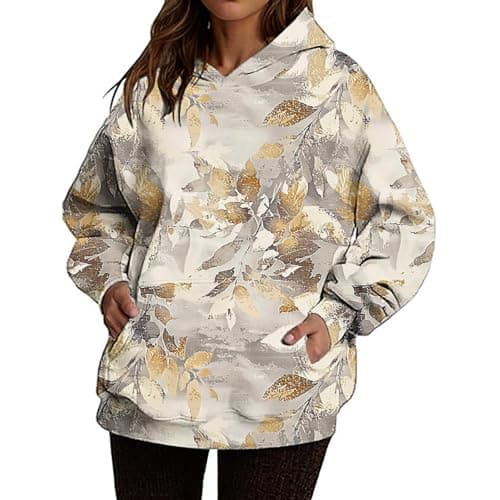 Weinexra Women's Oversized Camo Maple Leaf Hoodie