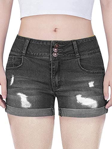 Gozilla Women's Casual Summer Mid Waist Stretchy Denim Jeans Shorts