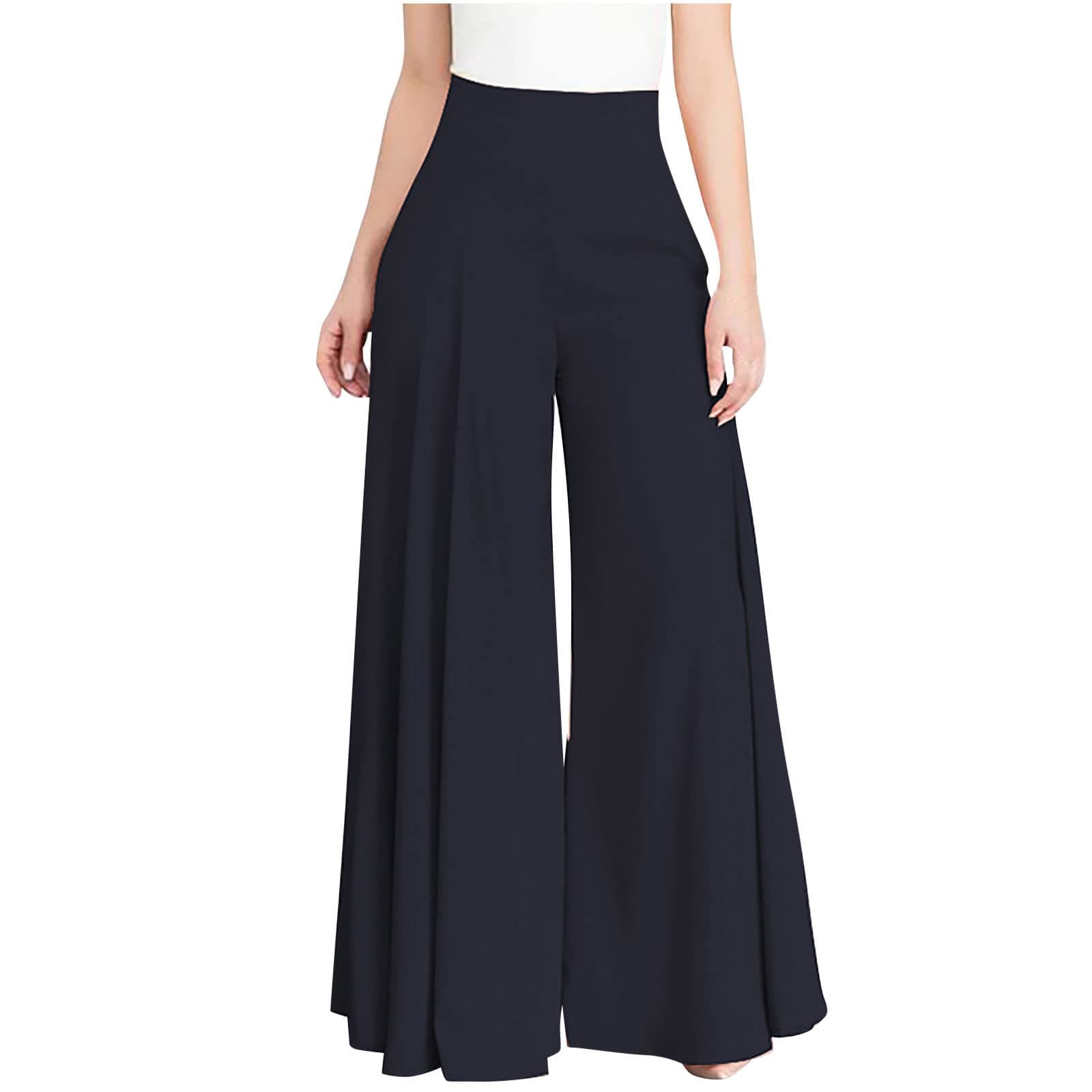 Elastic High Waist Women's Wide Leg Casual Pants
