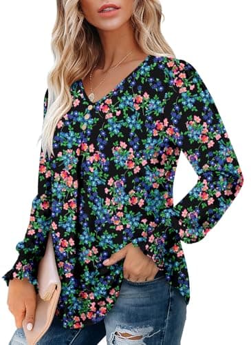 Angerella Comfortable V-Neck Long Sleeve Shirts for Women