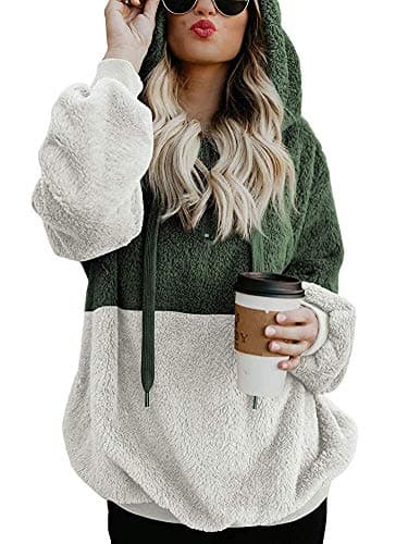Romanstii Women's Casual Double Fuzzy Sweatshirt Hoodie Outwear S-XXL