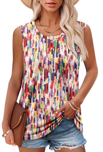 Angerella Women's Sleeveless Pleated Tank Tops for Summer