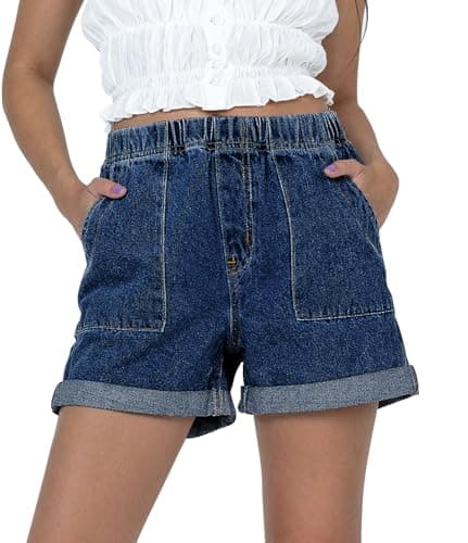 SANMM Women's Casual Denim Jean Shorts for Summer