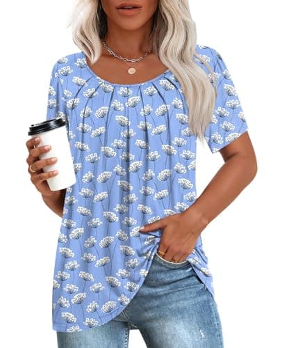 Anymeet Women's Summer Pleated Tunic Shirts M-3XL