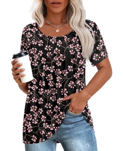 Anymeet Women's Summer Pleated Tunic Shirts M-3XL