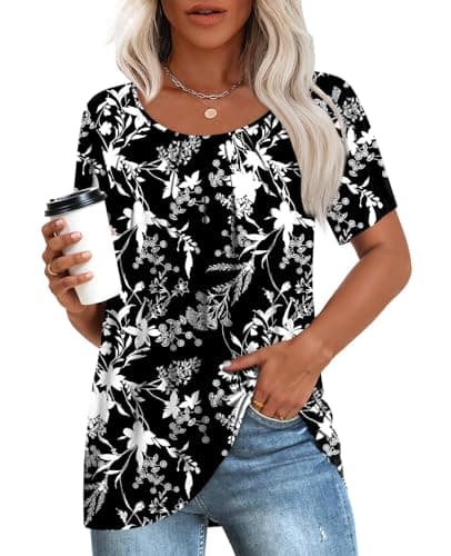Anymeet Women's Summer Pleated Tunic Shirts M-3XL