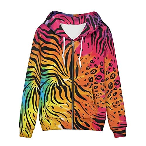 Irisjudy Leopard Print Hooded Sweatshirt with Pocket