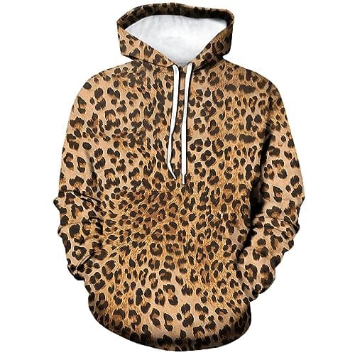 Lurhonp Leopard Print Long-Sleeve Hoodie Sweatshirt for All
