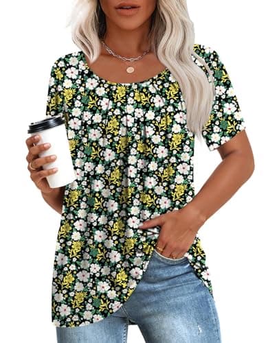 Anymeet Women's Summer Pleated Tunic Shirts M-3XL