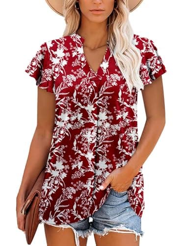 Angerella Women's Summer Dressy Casual Short Sleeve V-Neck Tops for Leggings