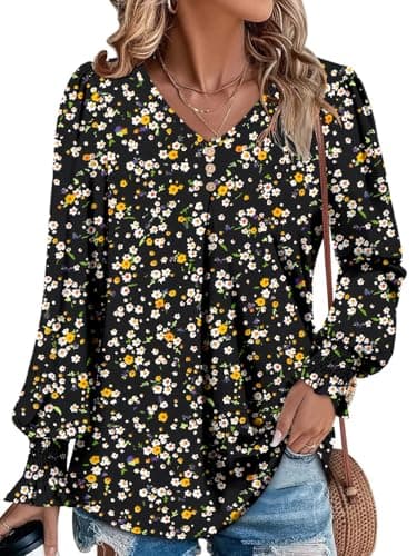 Angerella Comfortable V-Neck Long Sleeve Shirts for Women