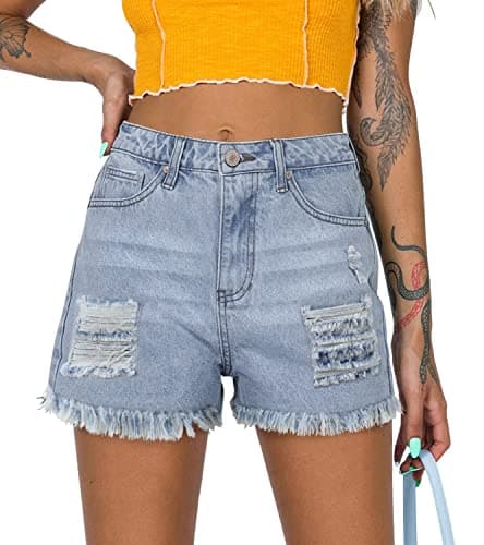 Angerella Women's Ripped Jean Short