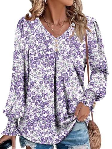Angerella Comfortable V-Neck Long Sleeve Shirts for Women