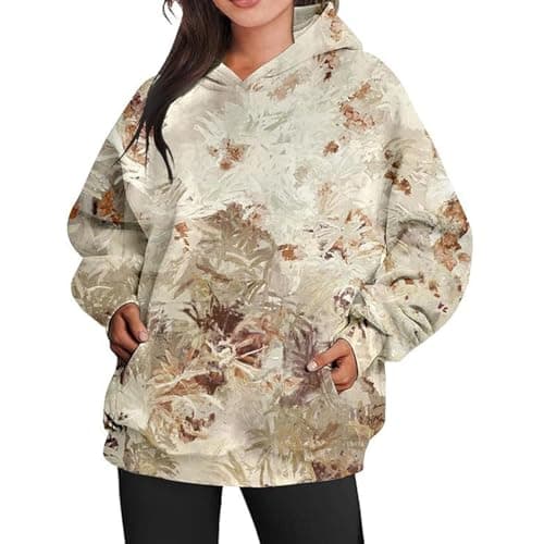 Thatrich Camo Sweatshirt Women Maple Leaf Graphic Hoodies