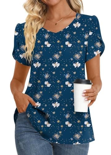 Womens Summer V Neck Chiffon Tunic Tops M-3XL