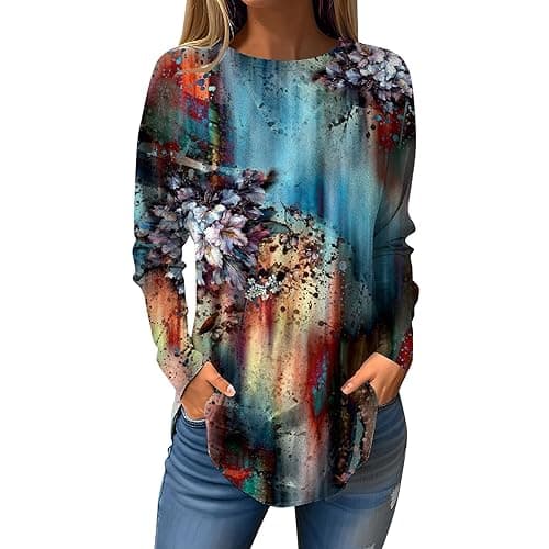 Shusuen 2024 Casual Crewneck Printed Tops for Women
